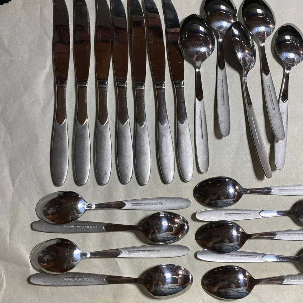Crescent Stainless by Cambridge Frost‎ Handle, Glossy Bowl 24 Pc Lot